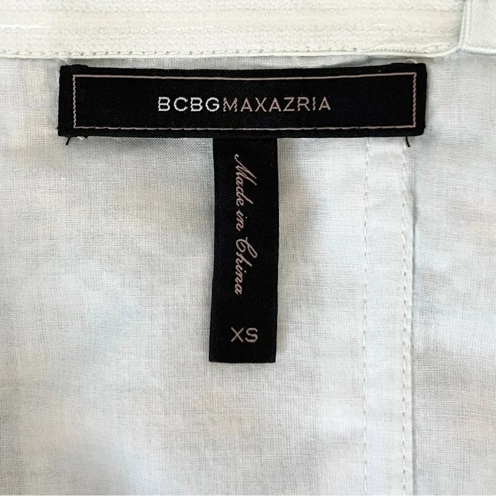 BCBGMAXAZRIA One Shoulder Puff Sleeve Top Cotton Silk Boho Statement XS NWOT - Picture 8 of 10